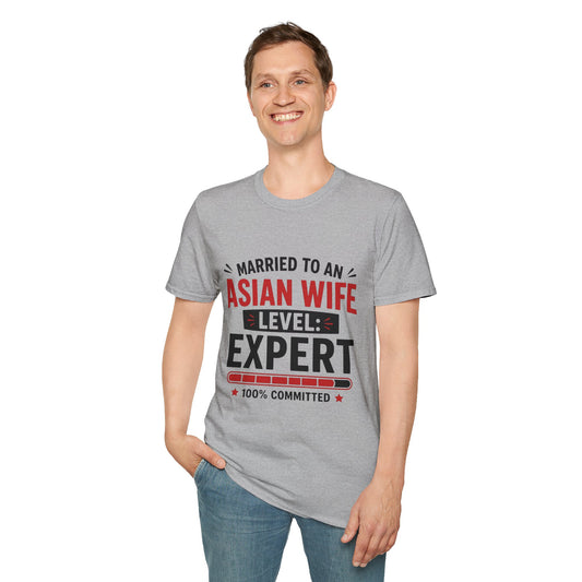 Married To Asian Wife Level: Expert 100% Committed Softstyle T-Shirt