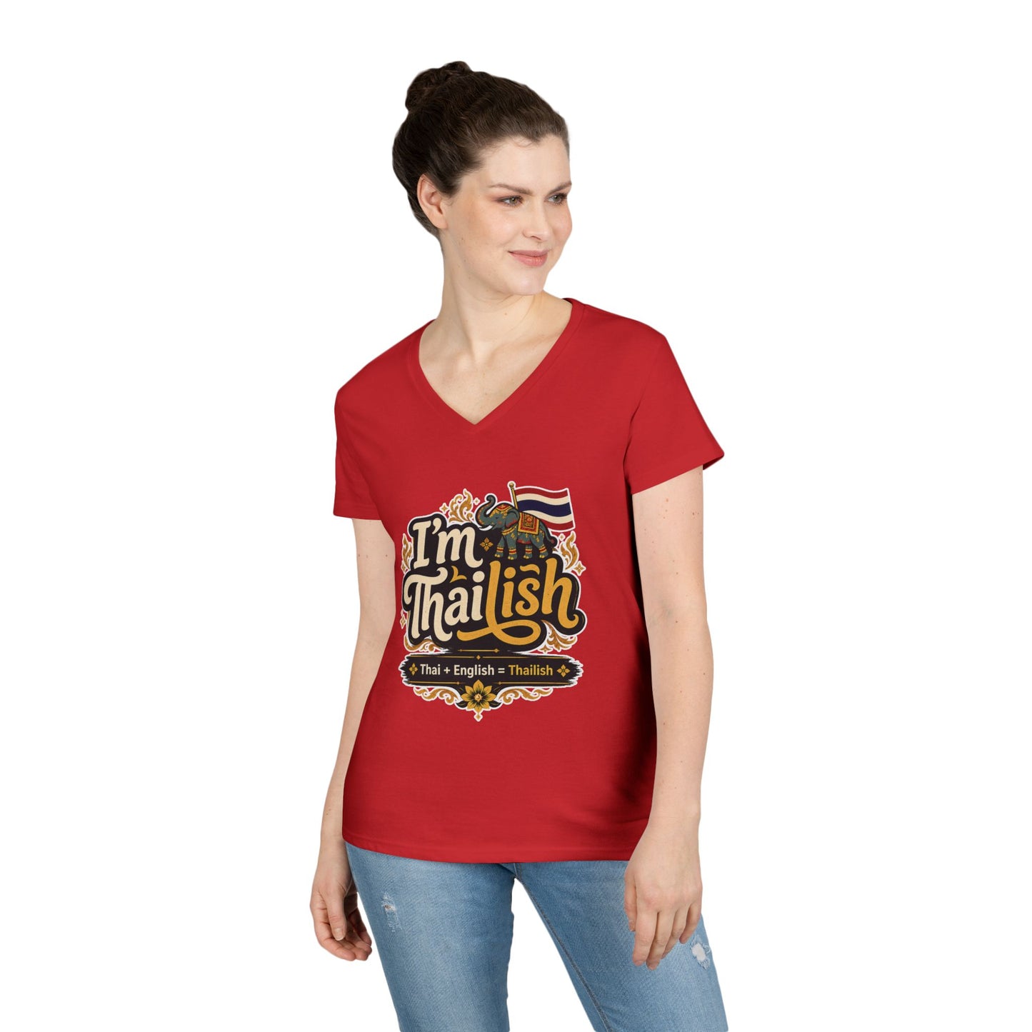 I'm Thailish Of Course I Can Speak Thai Ladies' V-Neck T-Shirt