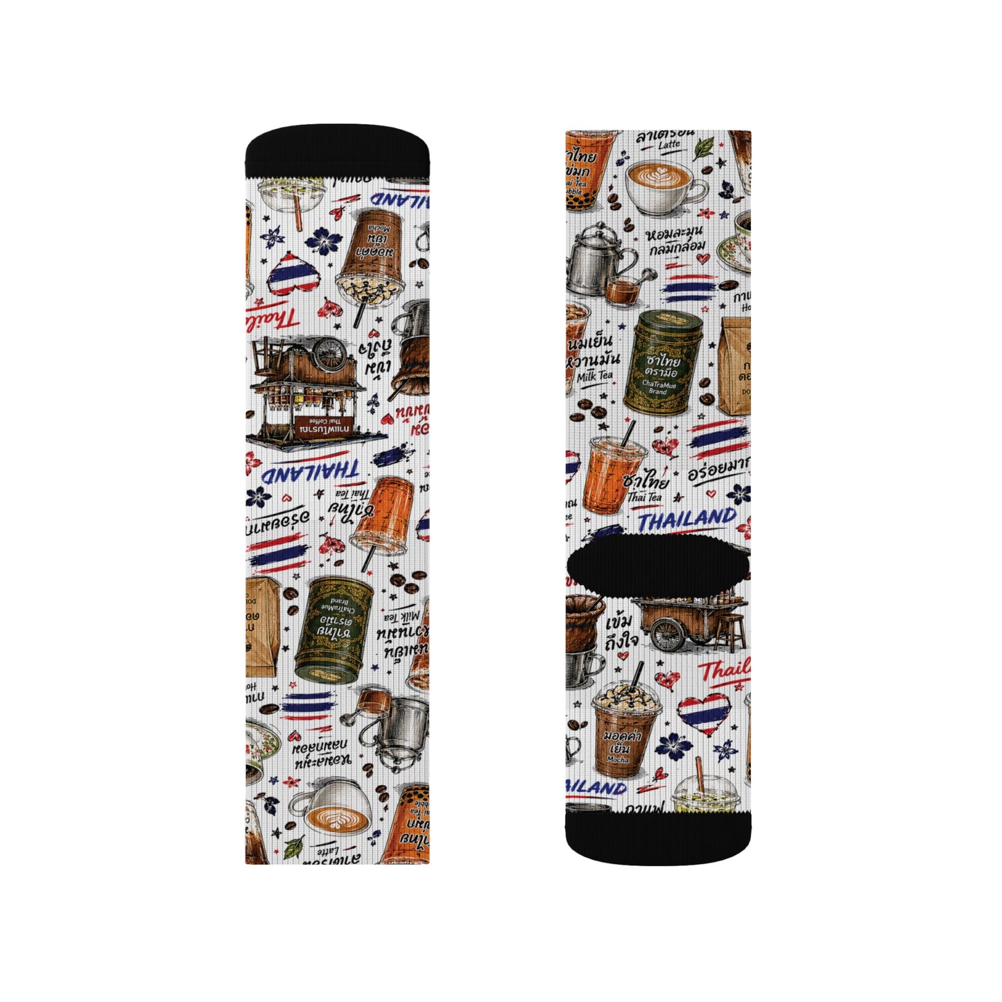 Thai Drinks Patterns Crew Socks