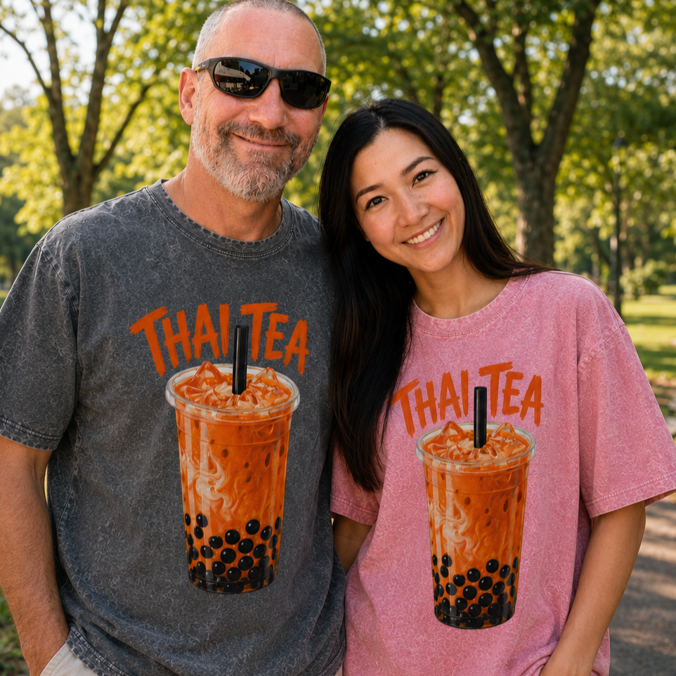 Thai Tea Snow Washed Oversized Unisex Cotton T-Shirt