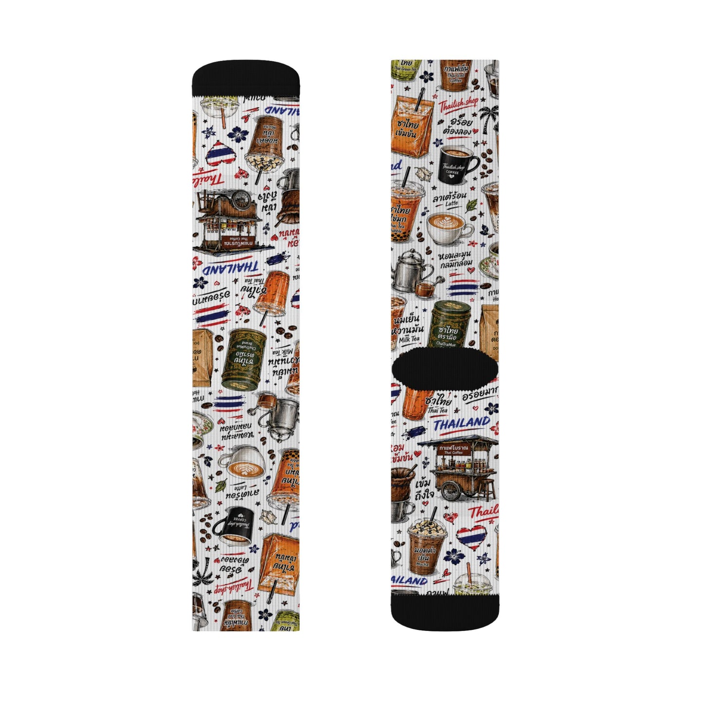 Thai Drinks Patterns Crew Socks