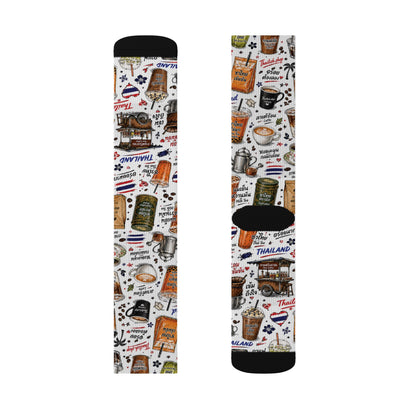Thai Drinks Patterns Crew Socks