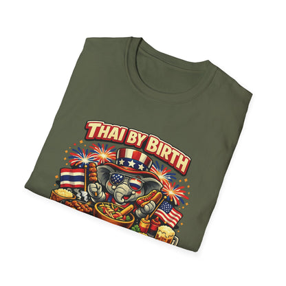 Thai by birth, American by BBQ Unisex Softstyle Tee