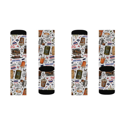 Thai Drinks Patterns Crew Socks