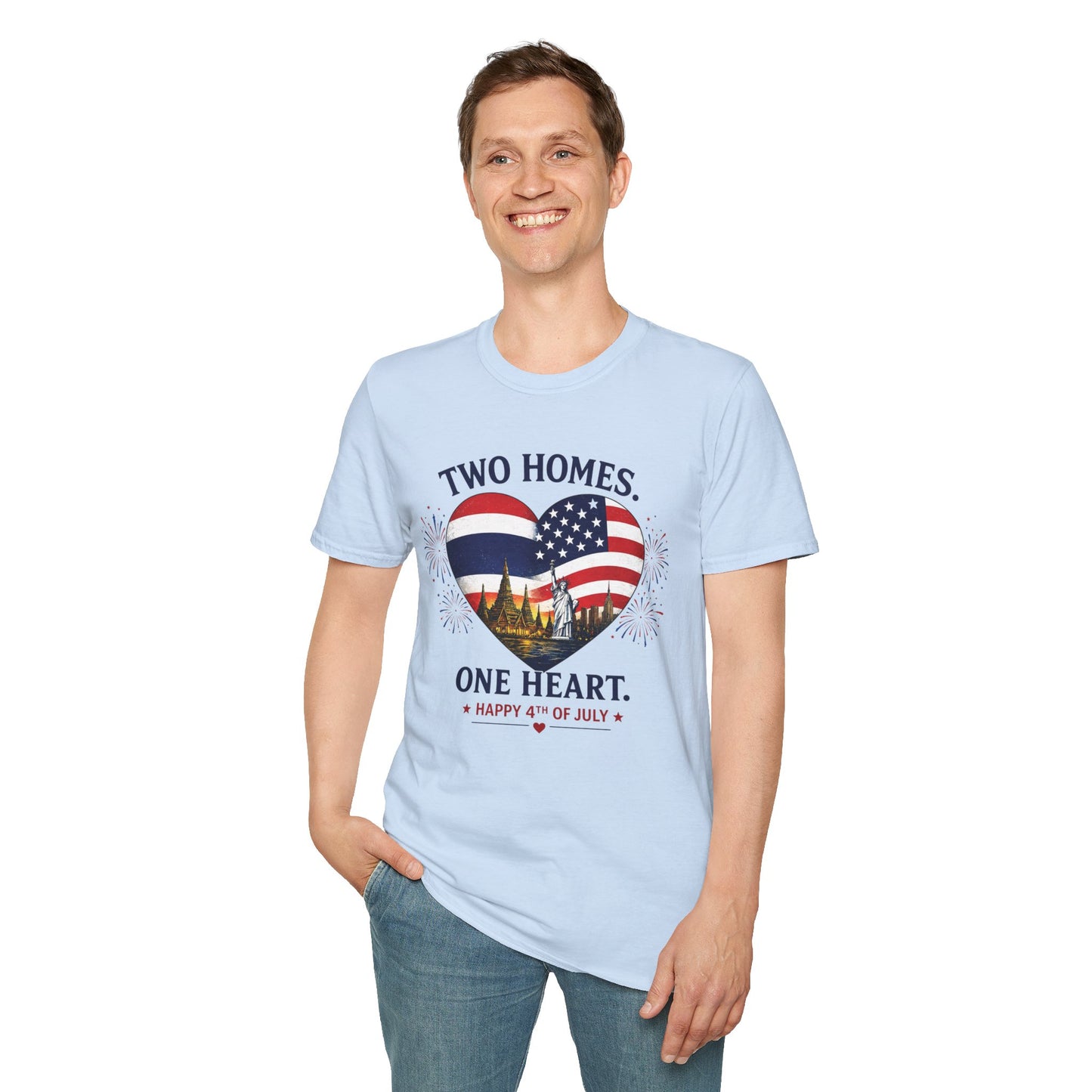 Two Homes One Heart 4th of July Tee