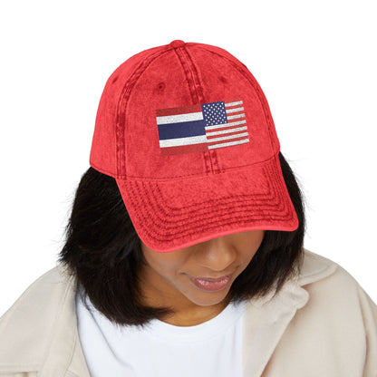TH+US Flags Vintage Embroidered Baseball Cap