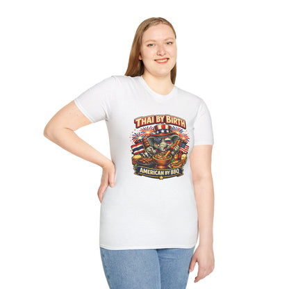 Thai by birth, American by BBQ Unisex Softstyle Tee