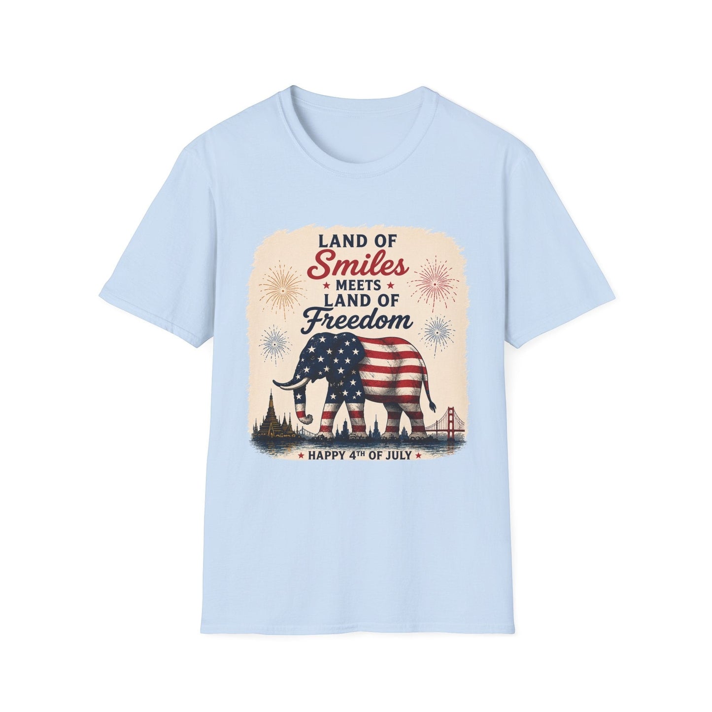 Land of Smiles Meets Land of Freedom 4th of July Unisex Tee