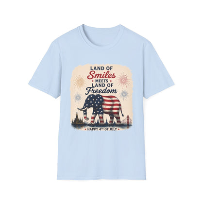 Land of Smiles Meets Land of Freedom 4th of July Unisex Tee