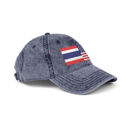 TH+US Flags Vintage Embroidered Baseball Cap
