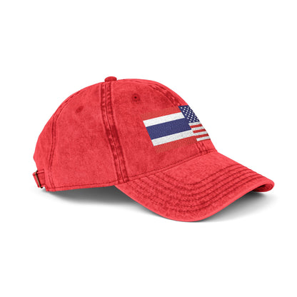 TH+US Flags Vintage Embroidered Baseball Cap