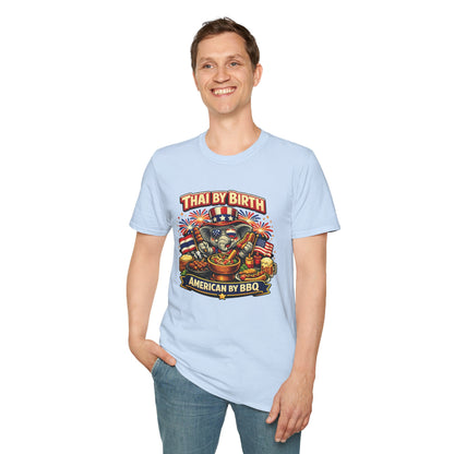 Thai by birth, American by BBQ Unisex Softstyle Tee