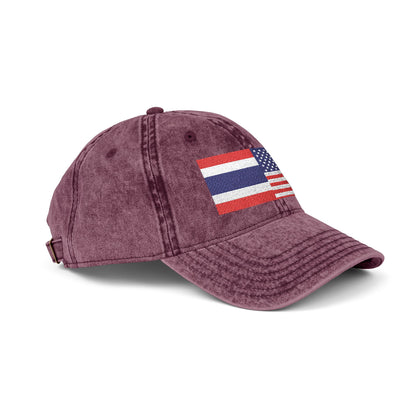 TH+US Flags Vintage Embroidered Baseball Cap