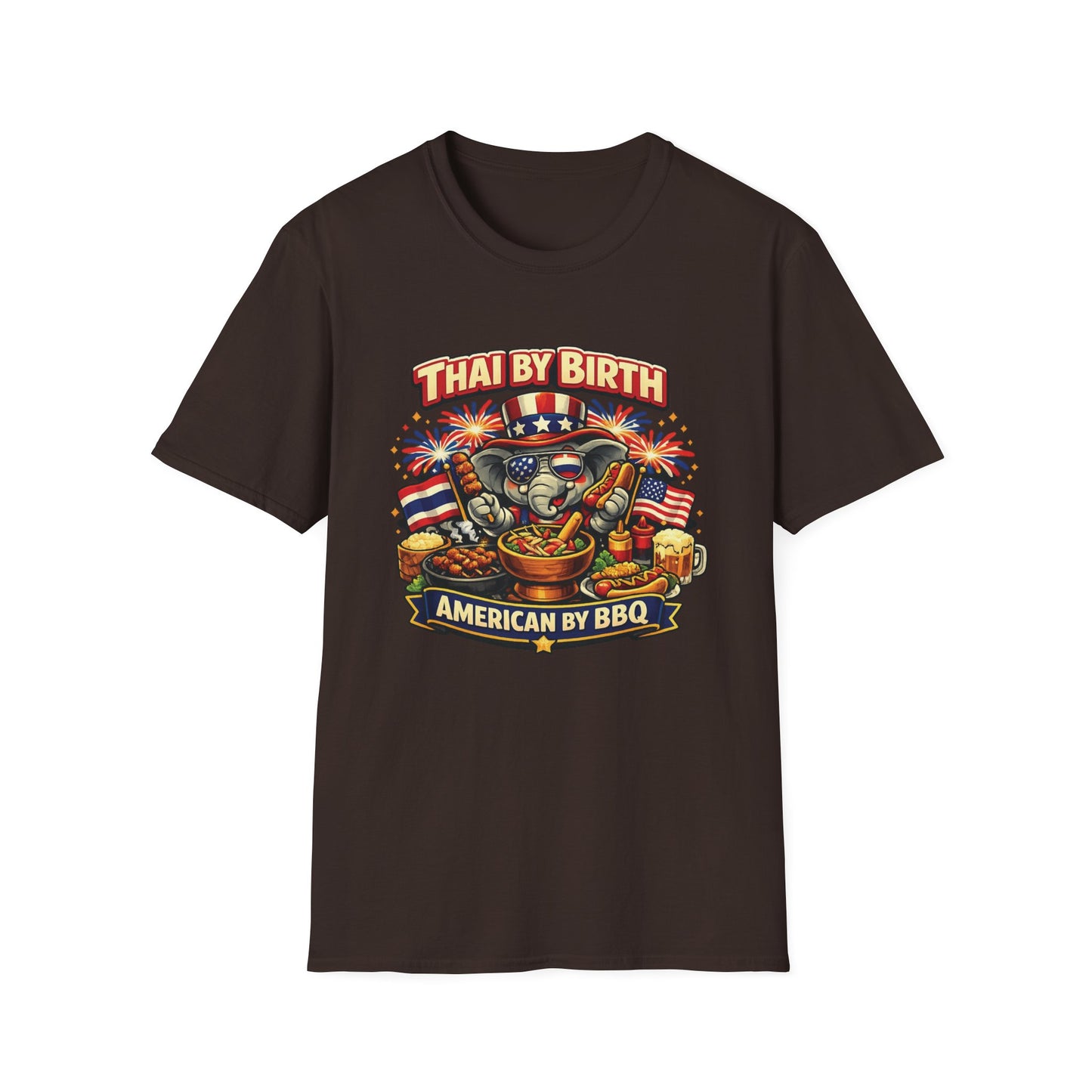 Thai by birth, American by BBQ Unisex Softstyle Tee