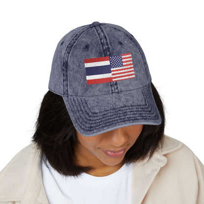 TH+US Flags Vintage Embroidered Baseball Cap