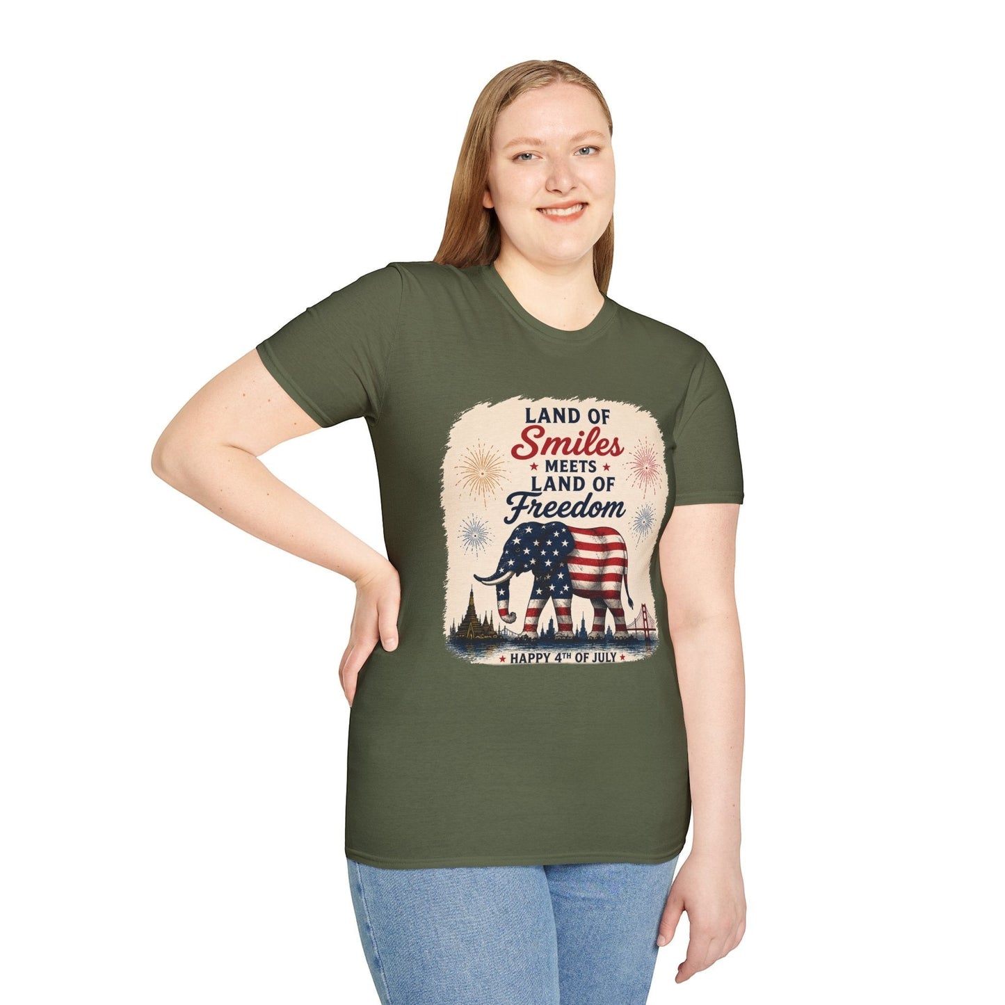 Land of Smiles Meets Land of Freedom 4th of July Unisex Tee
