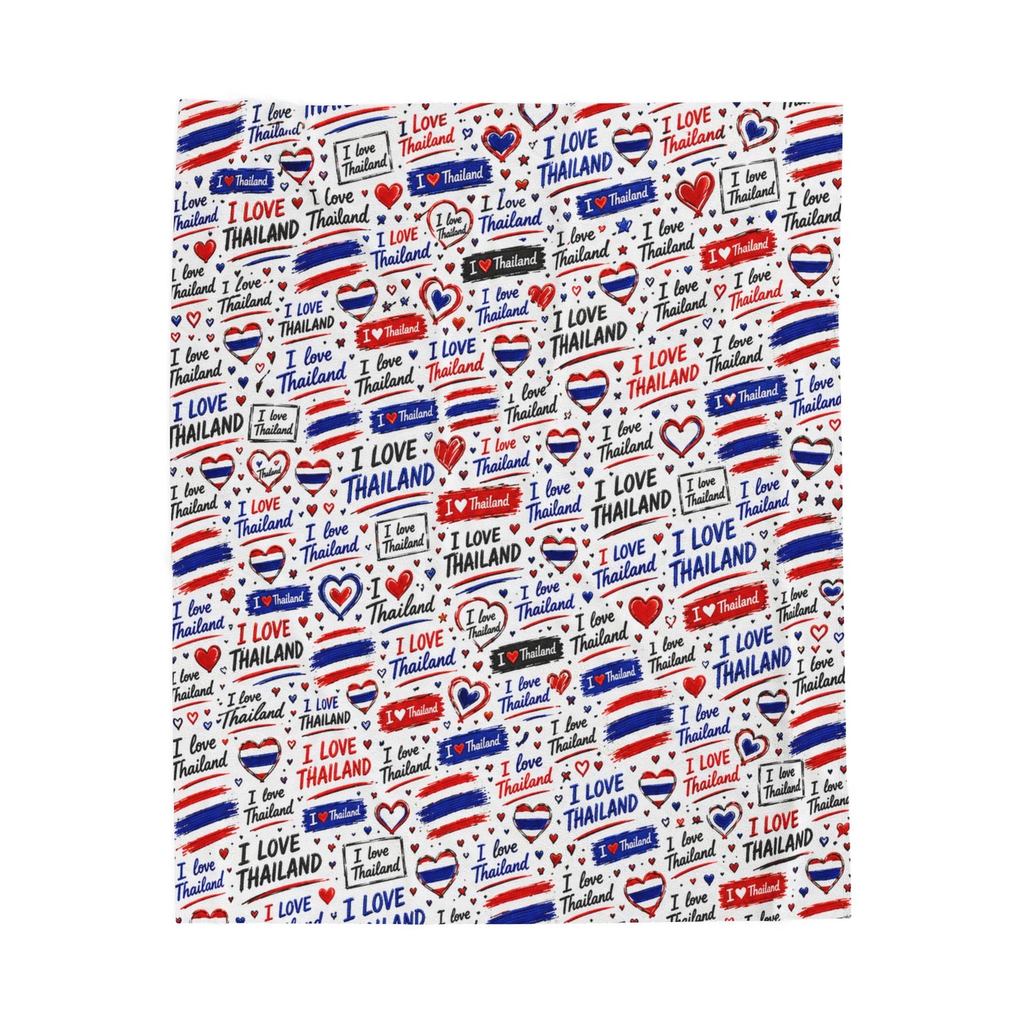 I Love Thailand Velveteen Plush Blanket