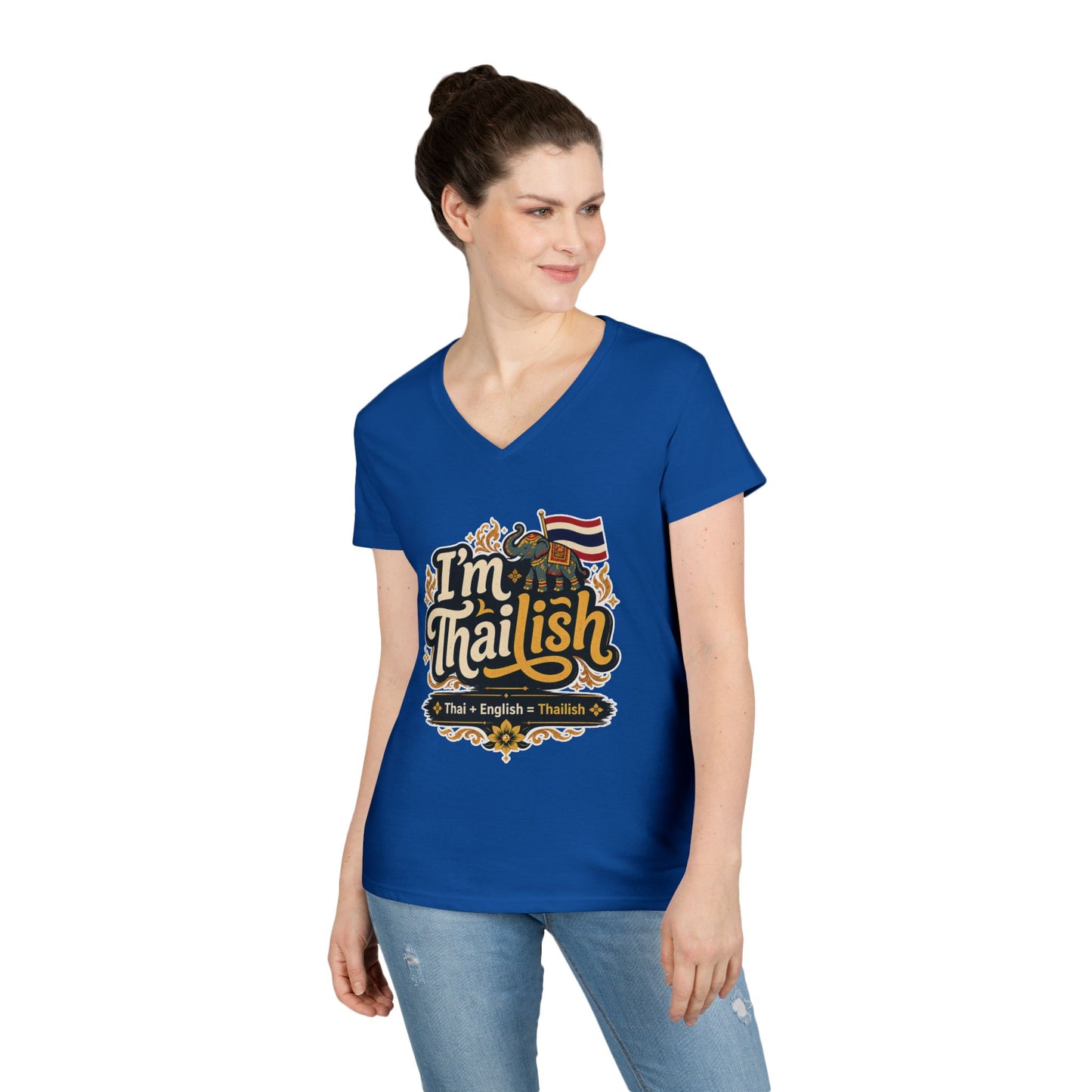I'm Thailish Of Course I Can Speak Thai Ladies' V-Neck T-Shirt