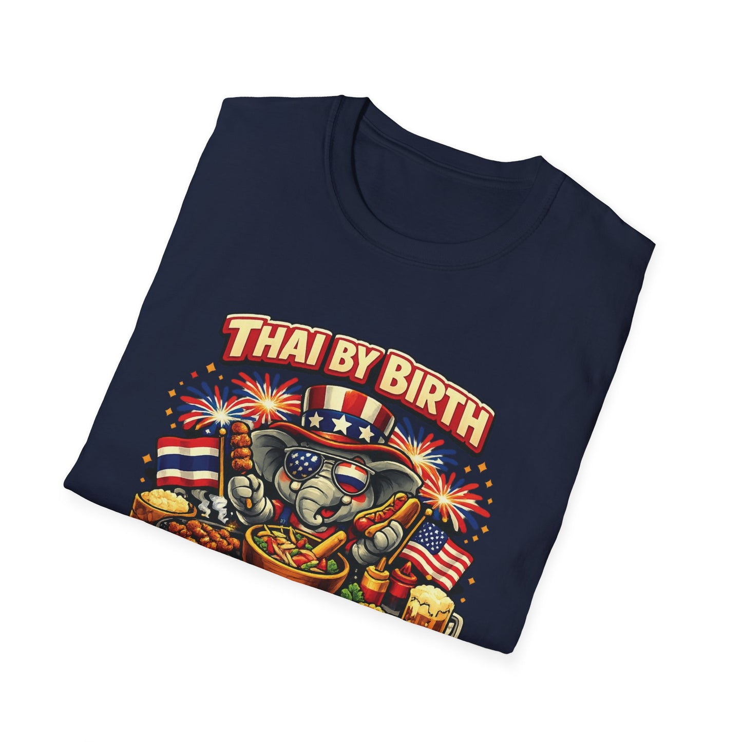 Thai by birth, American by BBQ Unisex Softstyle Tee