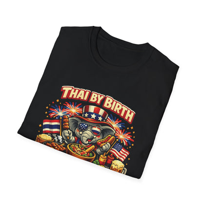 Thai by birth, American by BBQ Unisex Softstyle Tee