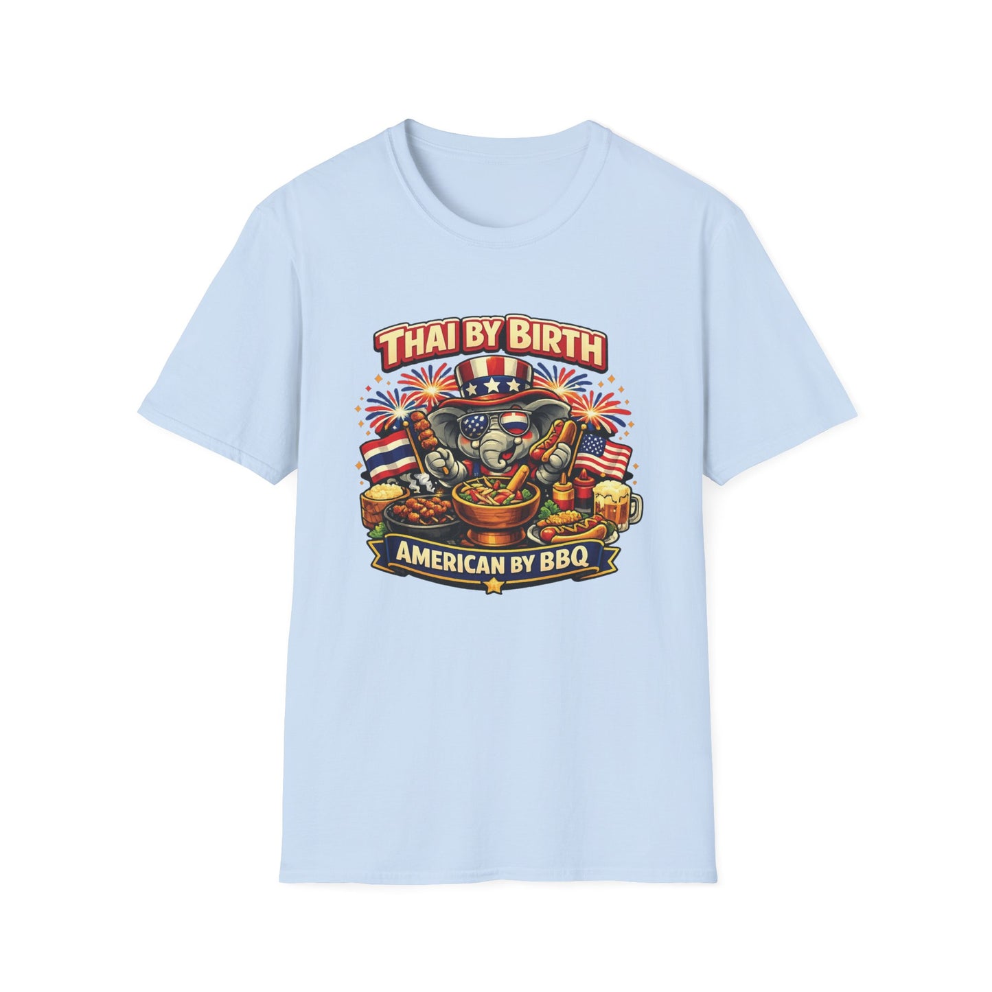 Thai by birth, American by BBQ Unisex Softstyle Tee