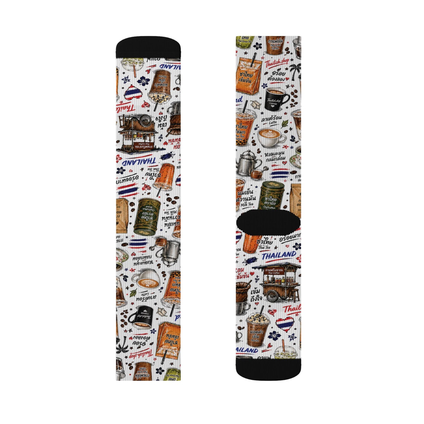 Thai Drinks Patterns Crew Socks