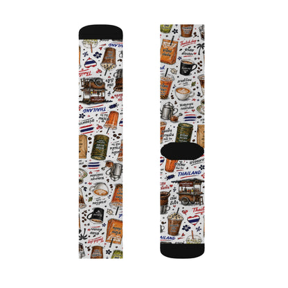 Thai Drinks Patterns Crew Socks