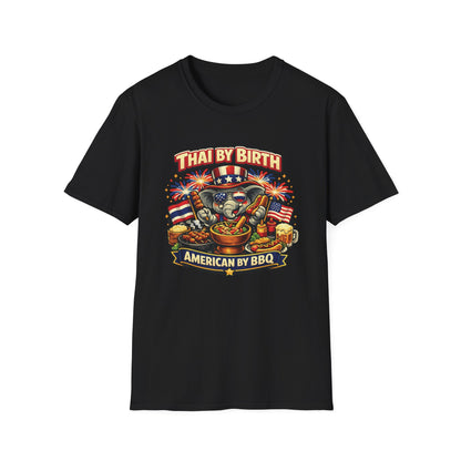 Thai by birth, American by BBQ Unisex Softstyle Tee
