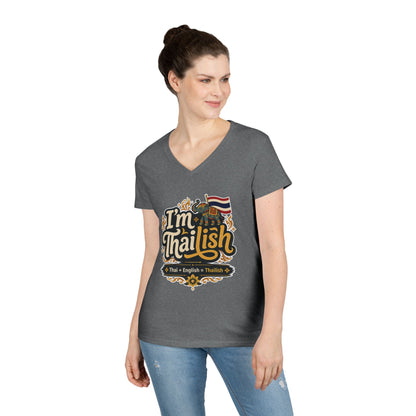 I'm Thailish Of Course I Can Speak Thai Ladies' V-Neck T-Shirt