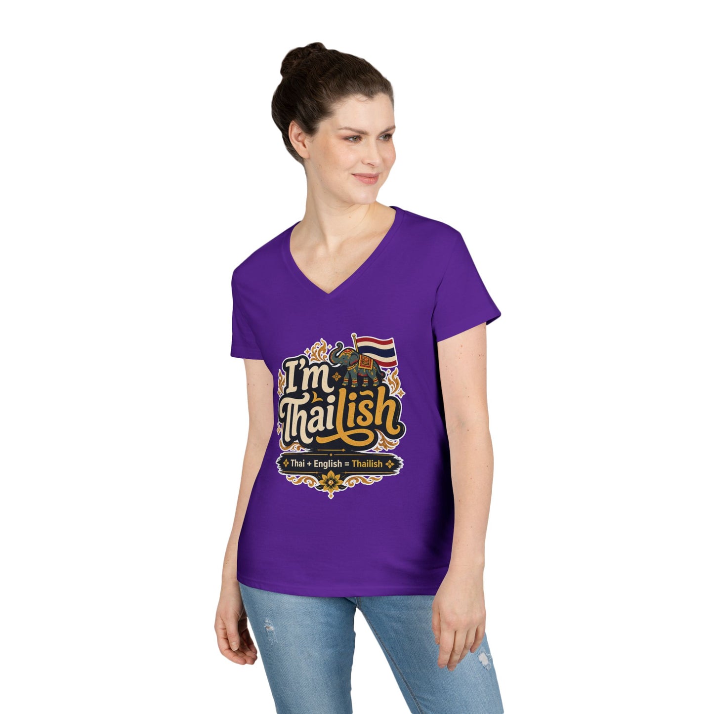 I'm Thailish Of Course I Can Speak Thai Ladies' V-Neck T-Shirt