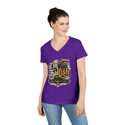I'm Thailish Of Course I Can Speak Thai Ladies' V-Neck T-Shirt
