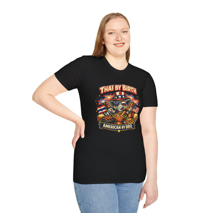 Thai by birth, American by BBQ Unisex Softstyle Tee