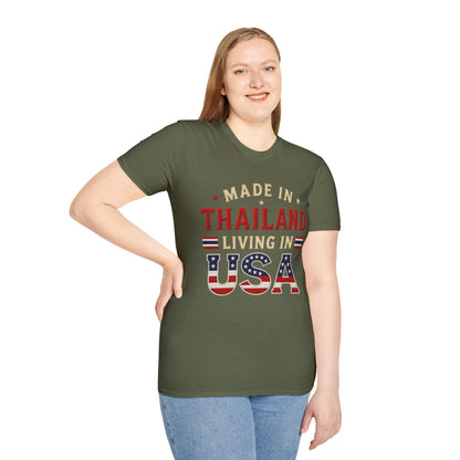 Made in Thailand, Living in USA Unisex Softstyle Tee