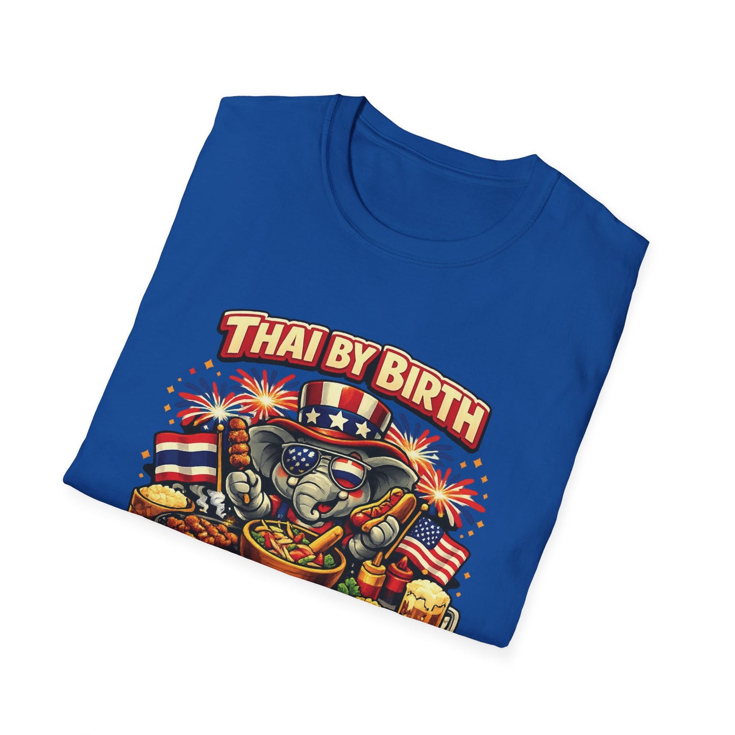 Thai by birth, American by BBQ Unisex Softstyle Tee