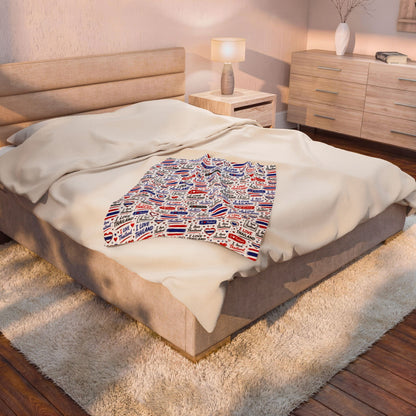 I Love Thailand Velveteen Plush Blanket