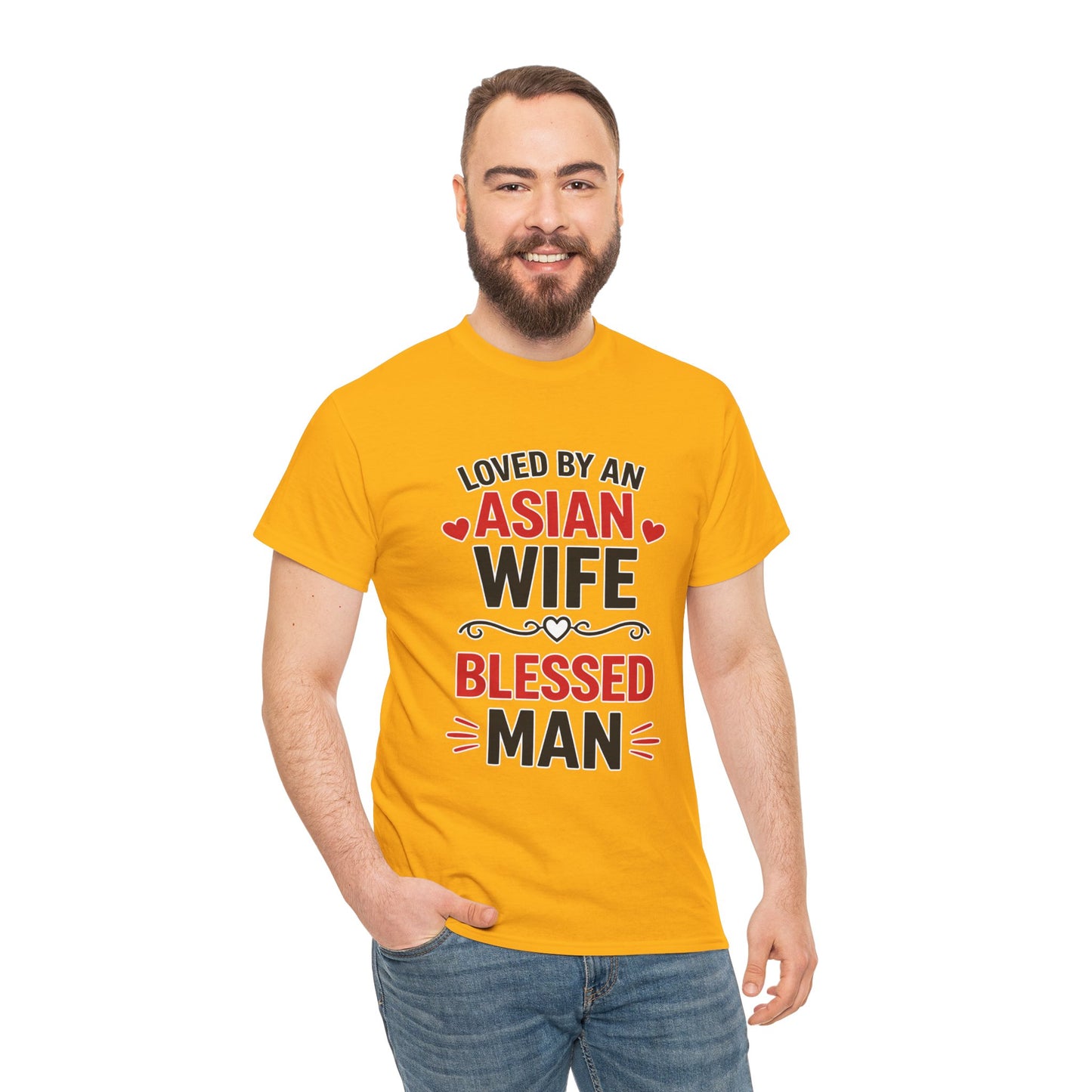 Loved By An Asian Wife Blessed Man Heavy Cotton Tee
