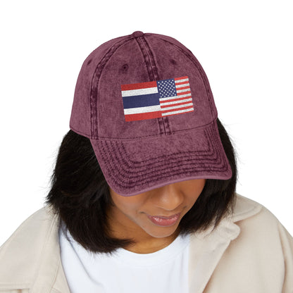 TH+US Flags Vintage Embroidered Baseball Cap