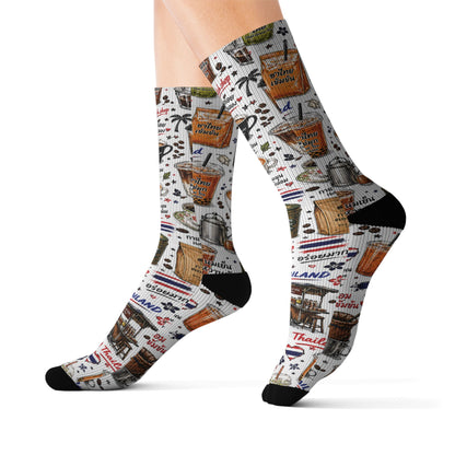 Thai Drinks Patterns Crew Socks