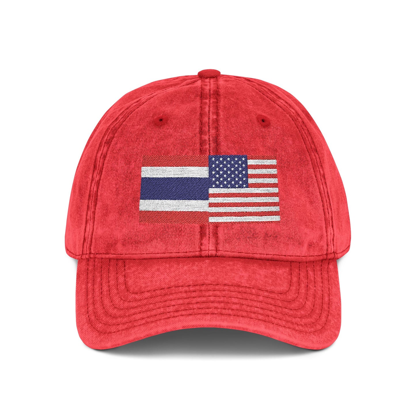 TH+US Flags Vintage Embroidered Baseball Cap