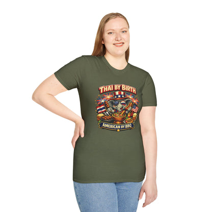 Thai by birth, American by BBQ Unisex Softstyle Tee