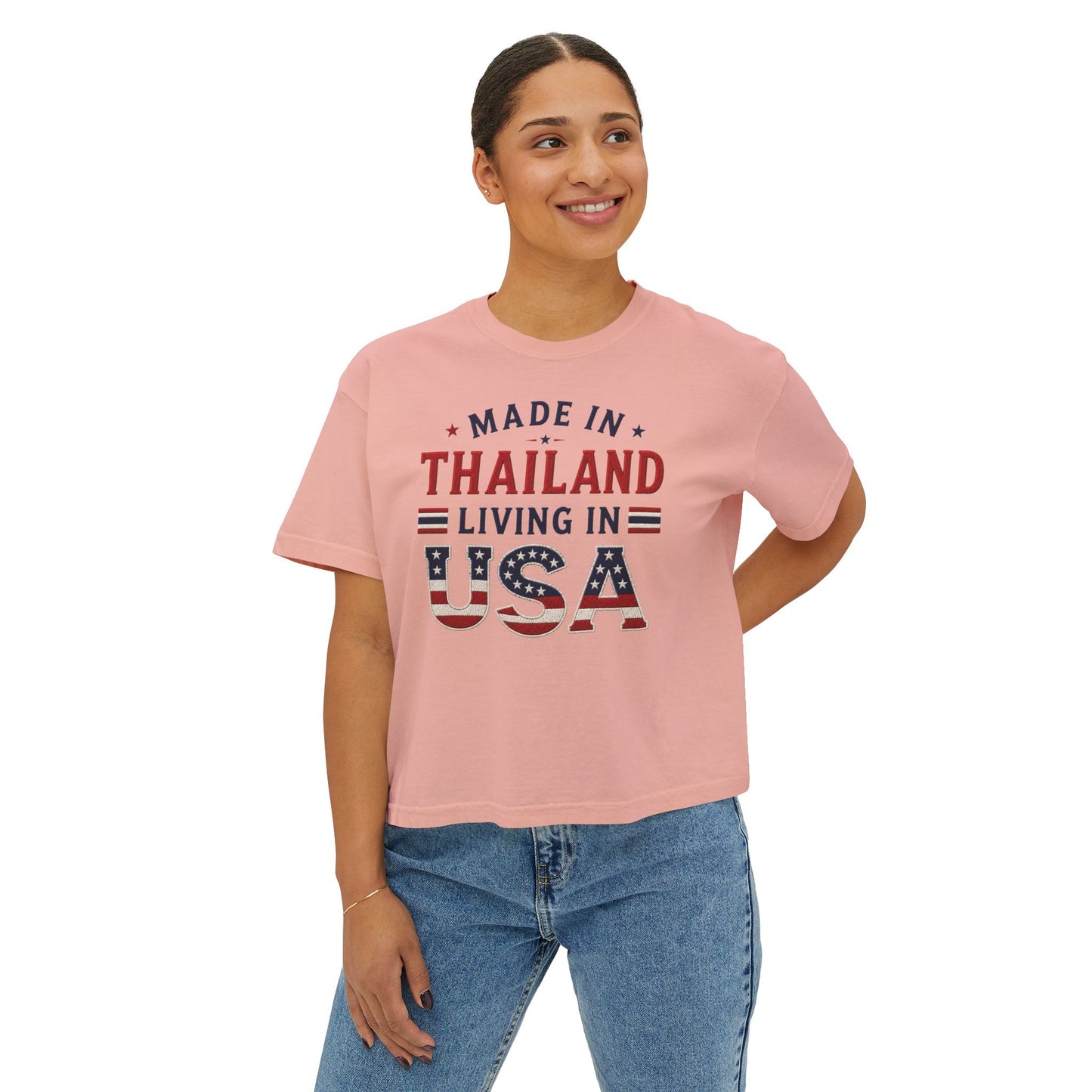 Made in Thailand Living in USA Women's Boxy Tee