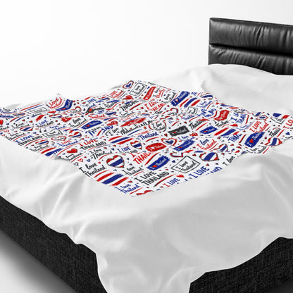 I Love Thailand Velveteen Plush Blanket