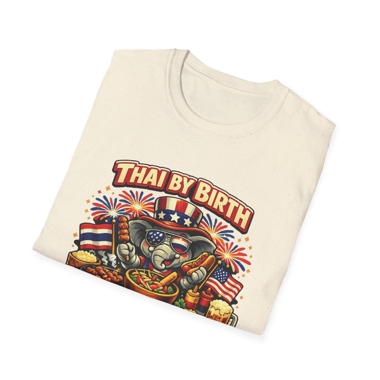 Thai by birth, American by BBQ Unisex Softstyle Tee