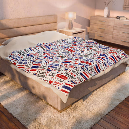 I Love Thailand Velveteen Plush Blanket