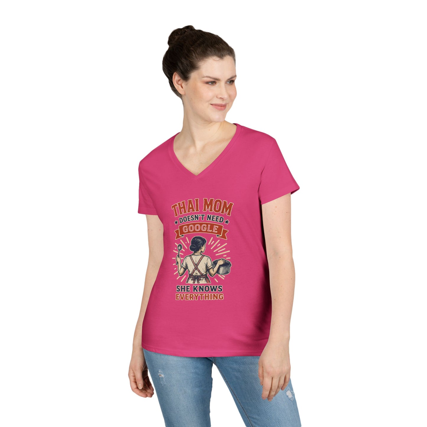 Thai Mom Doesn’t Need Google, She Knows Everything V-Neck Tee