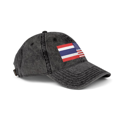 TH+US Flags Vintage Embroidered Baseball Cap