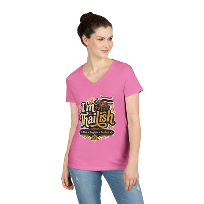 I'm Thailish Of Course I Can Speak Thai Ladies' V-Neck T-Shirt