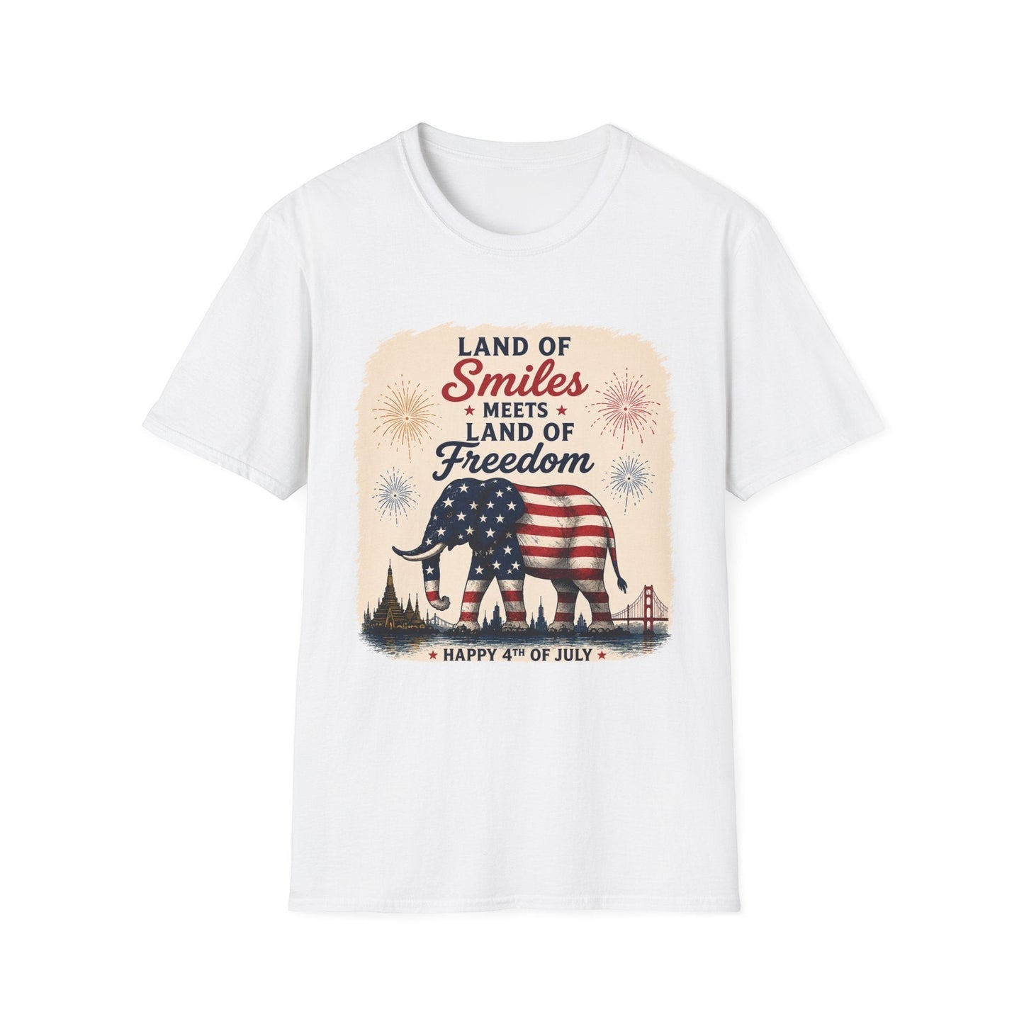 Land of Smiles Meets Land of Freedom 4th of July Unisex Tee