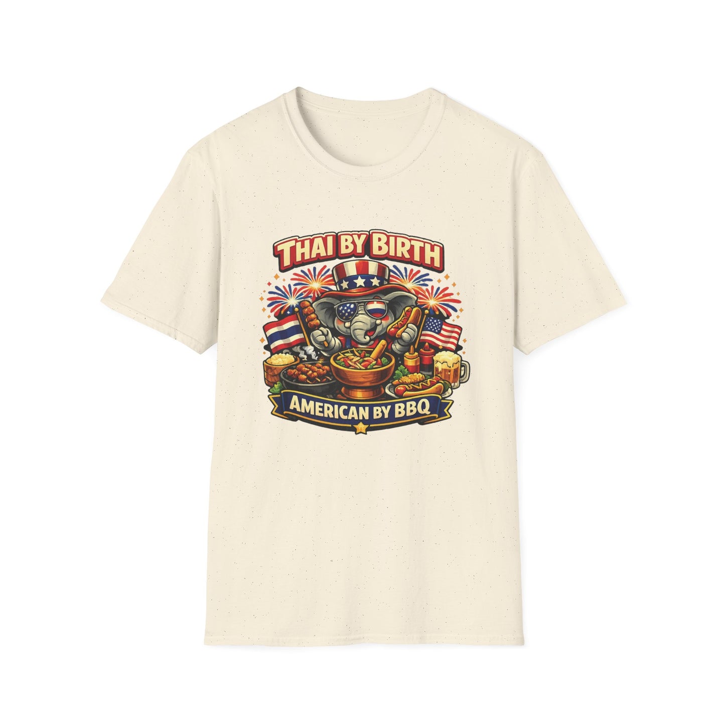 Thai by birth, American by BBQ Unisex Softstyle Tee