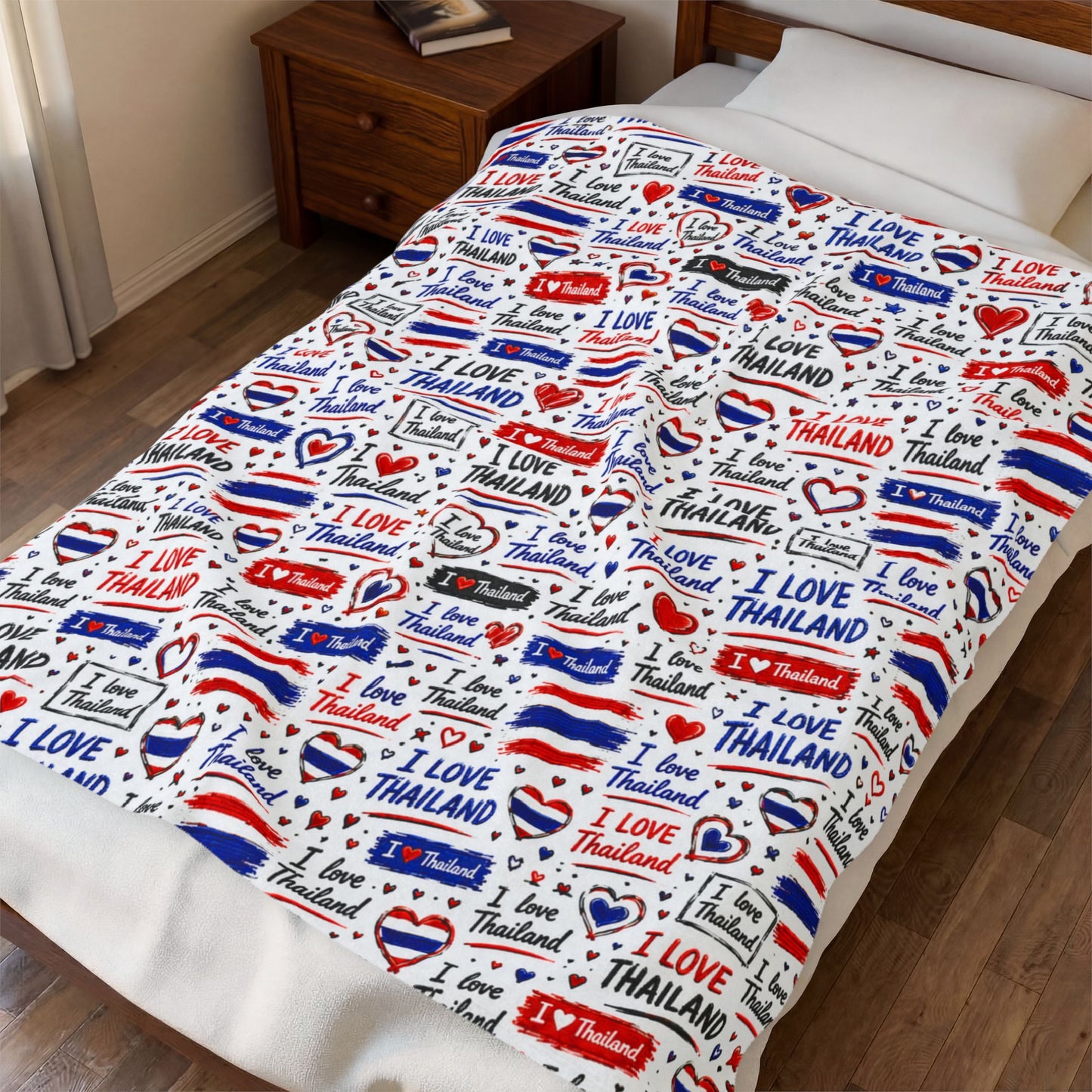 I Love Thailand Velveteen Plush Blanket